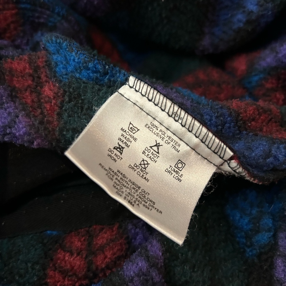 VINTAGE PATAGONIA Synchilla Half Zip Purple Leaf Print Spears Anorak Fleece 10 - Picture 10 of 16